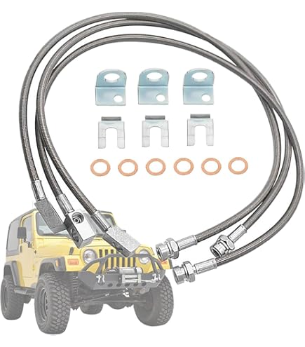 Rough Country Stainless Brake Lines For Jeep TJ/YJ/XJ - 4-6" Lift, Front Set