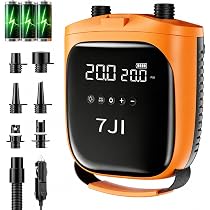 Amazon.co.jp: 7JI サップ電動ポンプ 20PSI 充電式 自動停止 6つの