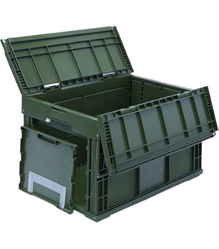 50L フタ付き 折りたたみコンテナ 1面扉付き 松本産業 折りたたみコンテナ フタ付き 50L 1面扉付き ブラック