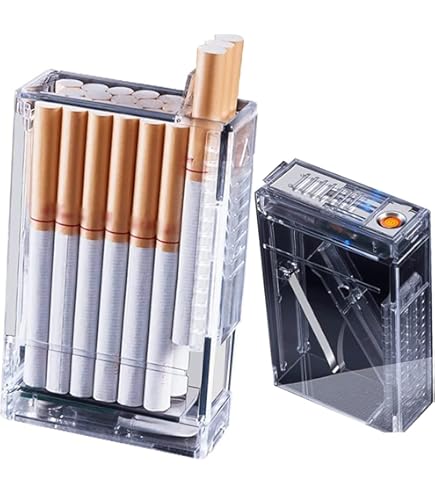 Amazon | ライター付きシガレットケース、防風フレームレスライター