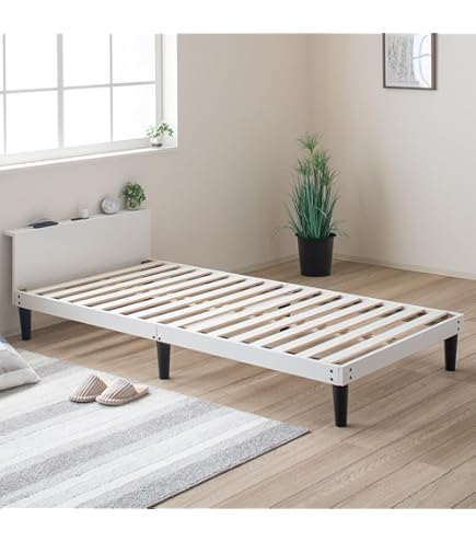 Amazon｜ベッド すのこベッド シングルベッド 2口コンセント付き 高さ3