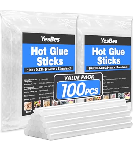 100 Pack Hot Glue Sticks, Full Size 10" Long X 0.43" Diameter