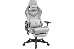 Dowinx ゲーミングチェア ファブリック オットマン付き オフィスチェア パソコンチェア 4Dアームレスト フットレスト デスクチェア ゲーム用チェア ポケットコイル グレー 椅子 LS-6668B-01