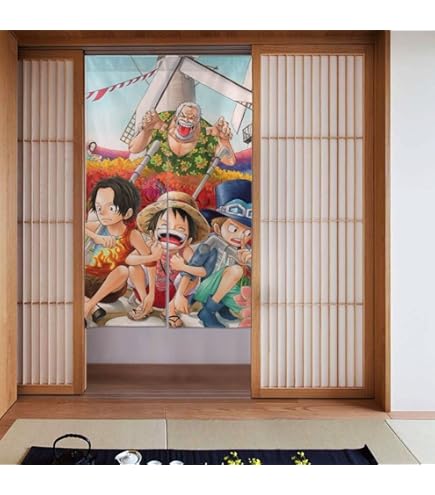 Amazon｜ワンピース アニメ 間仕切り のれん ロングカーテン 四季兼用
