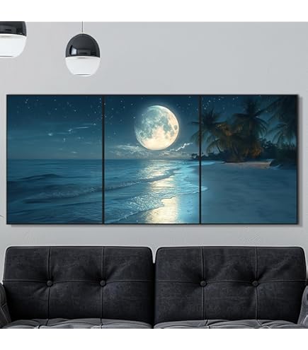 Amazon.co.jp: 5枚の絵画 月の夜 1885年 ロマンチックな月明かりの風景