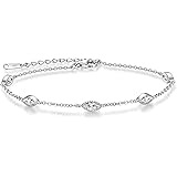 CDE Birthstone Bracelet for Women 925 Sterling Silver Charm Link Evil Eye Gothic Black Angle Eye Bracelet with Cubic Zirconia