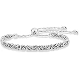 Miabella Italian 925 Sterling Silver 4mm Byzantine Adjustable Bolo Link Chain Bracelet for Women Handmade in Italy