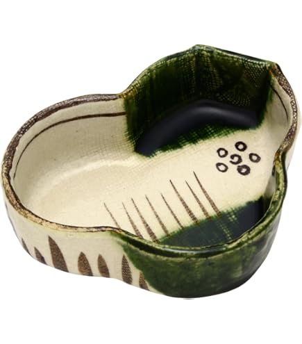 Amazon.co.jp: 骨董市y古瀬戸灰釉黄瀬戸大皿大鉢メダカ鉢美濃焼38cm