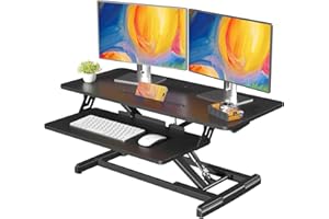 JOY worker Standing Desk Converter, 35" Wide Height Adjustable Sit Stand Up Desk Riser with Keyboard Tray, Desktop Workstatio
