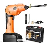 エアコンプレッサー 電動 空気入れ Amzdeal 電動ポンプ コードレス 空気圧検知 50s充填 自動停止 USB 車/ボール/浮き輪/風船適用 エアーコンプレッサー 収納バック付