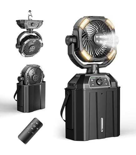 Batteriebetriebener Nebel-Ventilator Mit 42800 MAh – Mit Fernbedienung, 2L Wassertank, RGB-Licht, Für Camping & Garten