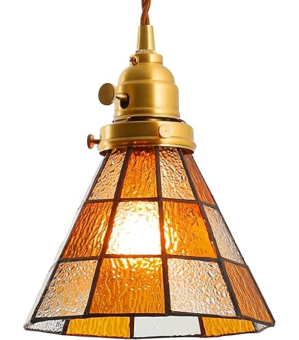 Amazon.co.jp : ペンダントライトガラス 真鍮と吊り下げ灯 引