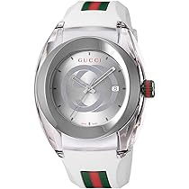 GUCCI シルバー文字盤 ホワイトバンド 時計 新品未使用 GUCCI 腕時計 Gタイムレス メンズ YA136329ダイバー