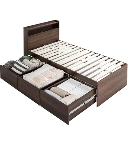 ベッド❣️パイプベッド シングル 宮棚付き 静音設計 耐荷重308kg 組立簡単 Amazon｜ベッドフレーム シングル パイプベッド 宮棚 2口コンセント 耐