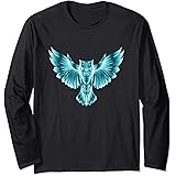 古代ギリシャ神話-幾何学的なアテナのフクロウ 長袖Tシャツ