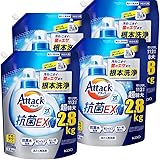 【Amazon.co.jp限定】[ケース販売]デカラクサイズ アタック抗菌EX 洗濯洗剤 液体 汚れ・臭い・菌のエサまで根本洗浄 詰替え用 2800g×4個 大容量