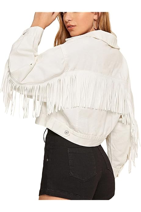 Kissonic Women's Cropped Tassel Fringe 