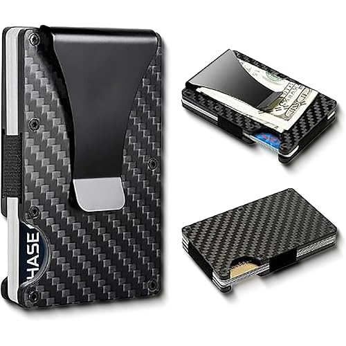 AgWenKui Men Slim Carbon Fiber Credit Card Holder - RFID Blocking Metal Money Clip Wallet Lightweight Secure and Stylish Hold