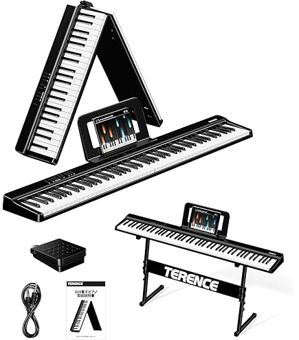 Amazon | Yumcute 電子ピアノ 88鍵盤 折りたたみ 2つ折り電子