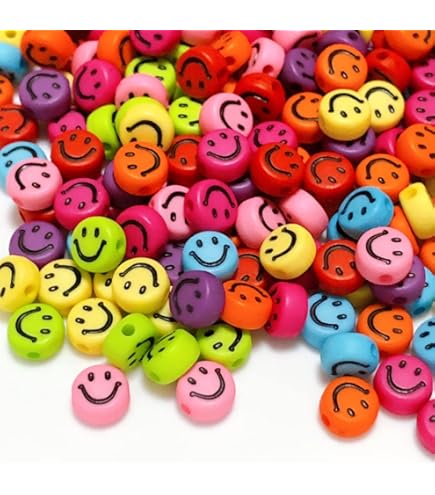 Amazon | 120個 カラフル アクリル にこちゃんビーズ スマイル ビーズ