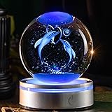 IFOLAINA 3Ｄ イルカ クリスタルボール 誕生日 プレゼント 透明 水晶玉 LEDライト 多色変更 寝室 ナイトライト 友達 彼女 彼氏 イルカ ギフト 癒しグッズ 置物 インテリア おしゃれ 雰囲気 ライト カップル 妻 結婚 記念日 バレ