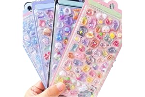 シール 可愛い 4枚セット ぷく ぷく ご褒美シー ル 立体 泡ステッカー 3D ステッカー キラキラ 携帯電話飾り用 DIY用 手帳用 貼り付け可能 手芸用品 贈り物 子供 女の子 [並行輸入品]