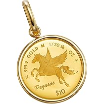 純金コインペンダント 1/2oz K24&amp;K18 K24 純金 コイン ペンダント クラウン& 獅子 1/25oz ガラス時計