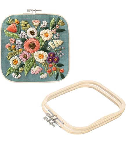 Amazon.co.jp: PATIKIL 刺繍枠 20 x 20cm 刺しゅう枠 四角 調節可能 竹