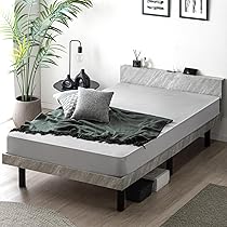 Amazon｜タンスのゲン ベッド 単品 セミダブル 宮棚付き 2口