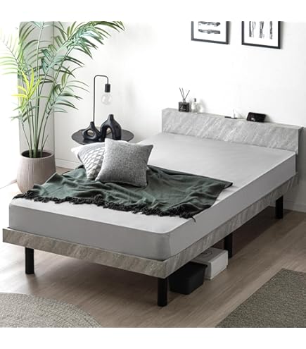 Amazon｜ベッド シングル 天然木 北欧パイン材使用 宮棚 2口コンセント