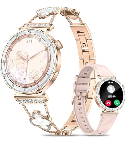 Amazon | 【2025新登場】スマートウォッチ レディース 丸型 1.19