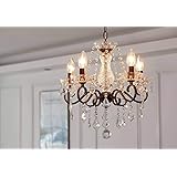 Saint Mossi シャンデリア クリスタル クリスタル 調 ガラス シャンデリアシーリングライト 5灯 E17口金 照明 照明器具 天井照明 アンティーク ガラス LED ダイニング用 食卓用 おしゃれ 可愛い 姫系 ゴージャス かわいい インテリア 電気 ライト シーリング 4畳