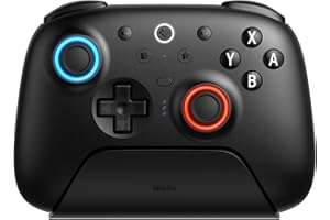 8BitDo Ultimate 2 Bluetooth コントローラー Switch/Switch 2 & Windows PC 用、TMR ジョイスティック付き Switch Pro コントローラー、切り替え可能なホール効果/触覚トリガー、振動とモ