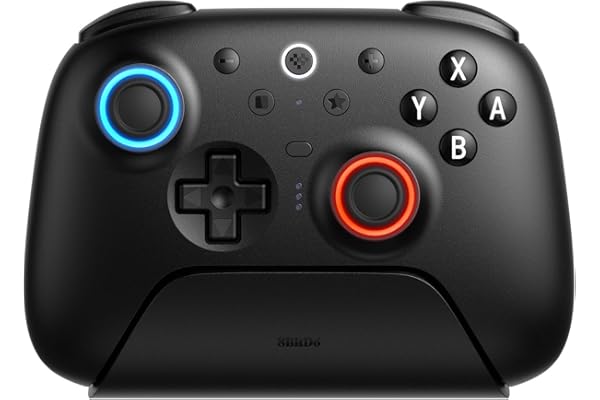 8BitDo Ultimate 2 Bluetooth コントローラー Switch/Switch 2 & Windows PC 用、TMR ジョイスティック付き Switch Pro コントローラー、切り替え可能なホール効果/触覚トリガー、振動とモーションコントロール、RGB ファイヤーリング（Black）