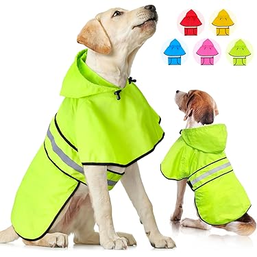 ⭐️犬用レインコート レインジャケット 反射犬服 防風 雨具 イエロー グレー ⭐️犬用レインコート レインジャケット 反射犬服 防風 雨具
