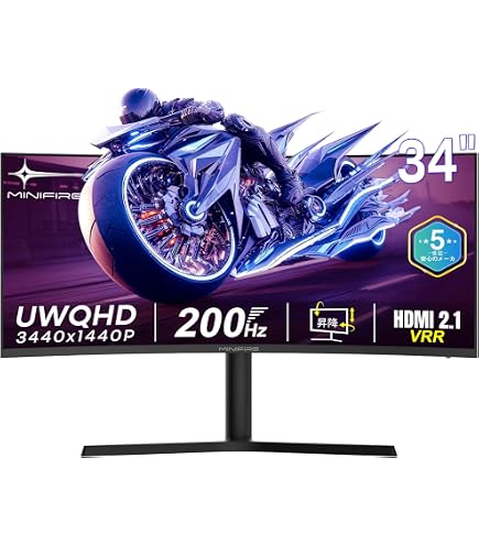Amazon.co.jp: KOORUI ウルトラワイドモニター 34インチ 曲面1000R