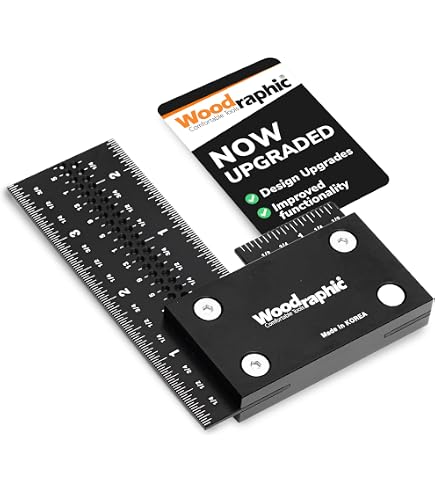 WOODRAPHIC Professional 8-Inch Square Ruler – Aluminum Marking & Measuring Tool For Carpentry, With Thermal Laser-Engraved Scale And Pencil Hole