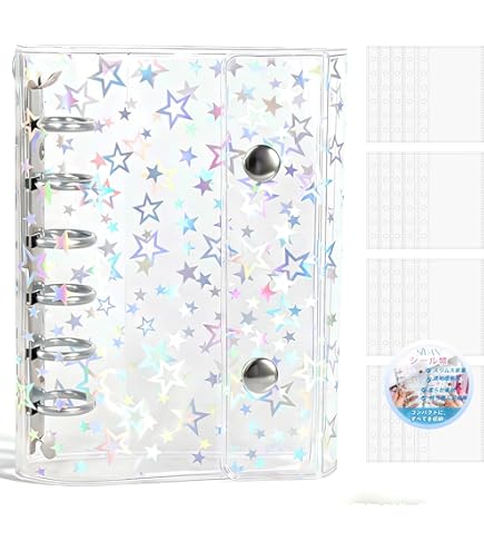 Amazon.co.jp: A7 シール帳 星柄 手帳 バインダー クリア 透明