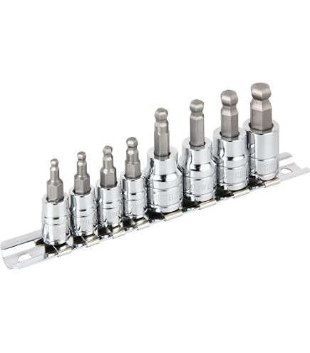 NEIKO 7-Piece Extra Long Ball End Hex Bit Socket Set - 3/8" Drive SAE Sizes 1/8" To 3/8"