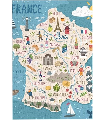 Amazon.co.jp: ジグソーパズル フランス 地図 マップ 木製 300ピース
