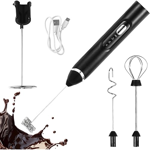 Milk Frother, Handheld Electric Foam Maker,Rechargeable Power Frother Wand Foam Maker,Drink Mixer for Coffee, Latte, Cappucci