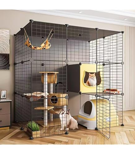 Amazon.co.jp: Hueyausゲージ 猫、3段 ゲージ 猫、トイレ付き猫