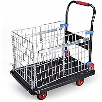 カゴは折り畳み可能 カゴ台車 カゴ 手押し台車 ハンドブレーキ付き カゴ付き台車 折りたたみ ブレーキ付き カゴ台車 軽量 静音 耐