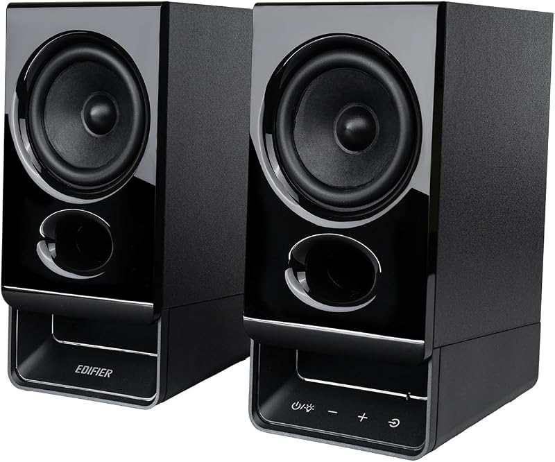 EDIFIER R20BT Bluetoothスピーカー|USB-C給電・AUX入力・ヘッドホンジャック・5W RMS出力|アプリで音質/LEDカスタム可能|PC・スマホ対応 小型デスクトップスピーカー ブラック