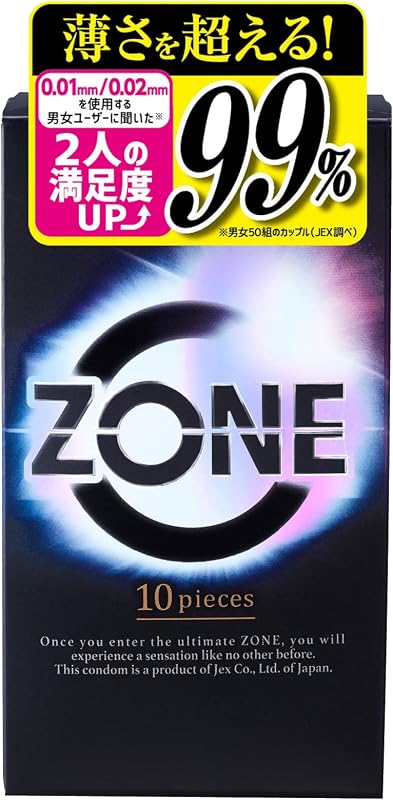 ジェクス まるで生感覚【ZONE (ゾーン)】コンドーム 10個入【ステルスゼリーによる、うすさを超える気持ちよさ】ピンクカラー ラテックス製