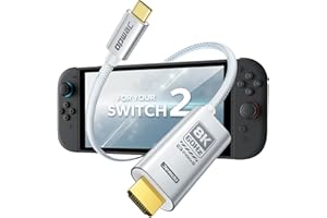 JEMDO Switch 2 ドック付き HDMIケーブル 【V22.0.0にも対応】8K@60Hz HDR/ 4K@120Hz対応 2m USB-C to HDMI 2.1 48Gbps テレビドック 100W PD充電中のプレイ対応 ホワイト編み