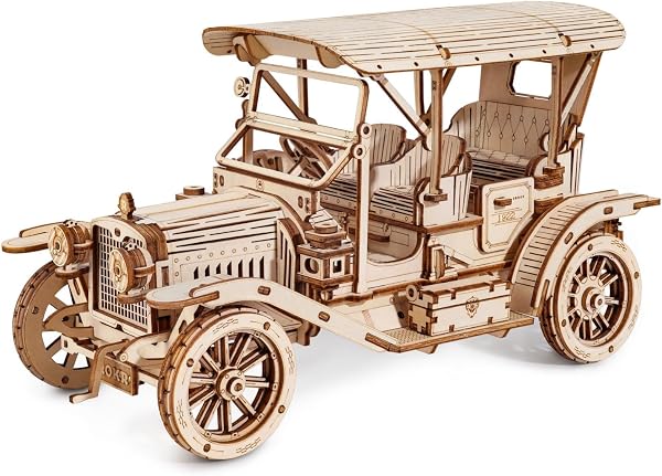 Tsukuruno® 3D Wooden Puzzle Ornament Series with Japanese Instruction Manual (Classic Car) - 1