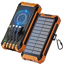 ☆オレンジ＆ブラック☆まとめセットモバイルバッテリー ソーラー 大容量 Amazon | モバイルバッテリー ソーラー 30000mAh 大容量
