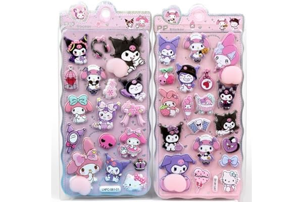 2個 おしりぷにぷにシール クロミ かわいい ぷくぷく キャラクター 可愛い 立体 ごほうびシ ー ル、ご褒美シー ル デコレーション、女の子向け プランナー・ノート・スマホ・ウォーターボトル装飾用 3D浮き立つ漫画風レリーフステッカー (A)