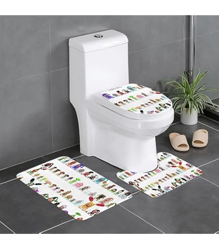 Amazon|働く車柄(1) トイレマット 便座クッション 3点セット お風呂 Amazon|働く車柄(1) トイレマット 便座クッション 3点セット お風呂